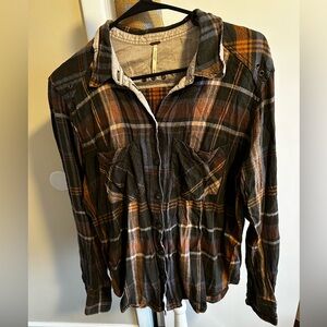 Free People Wesley Country Girl Boyfriend Plaid  button up
